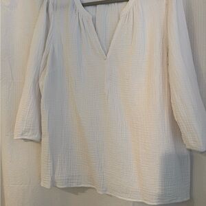 J. Jill White 100% Cotton Gauze Blouse Sz Large